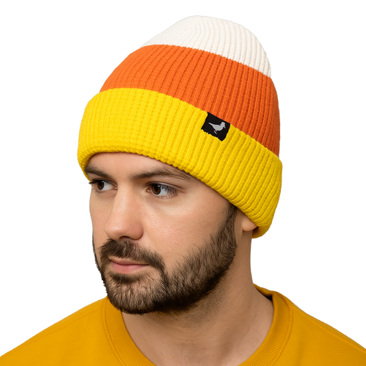 Candy Corn Cuffed Waffle Knit Beanie