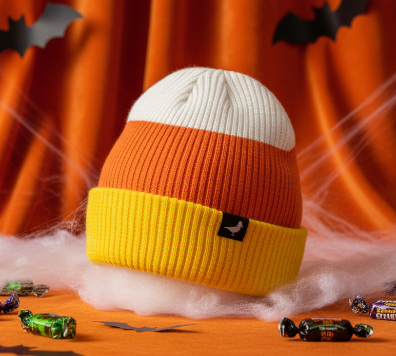 Candy Corn Cuffed Waffle Knit Beanie