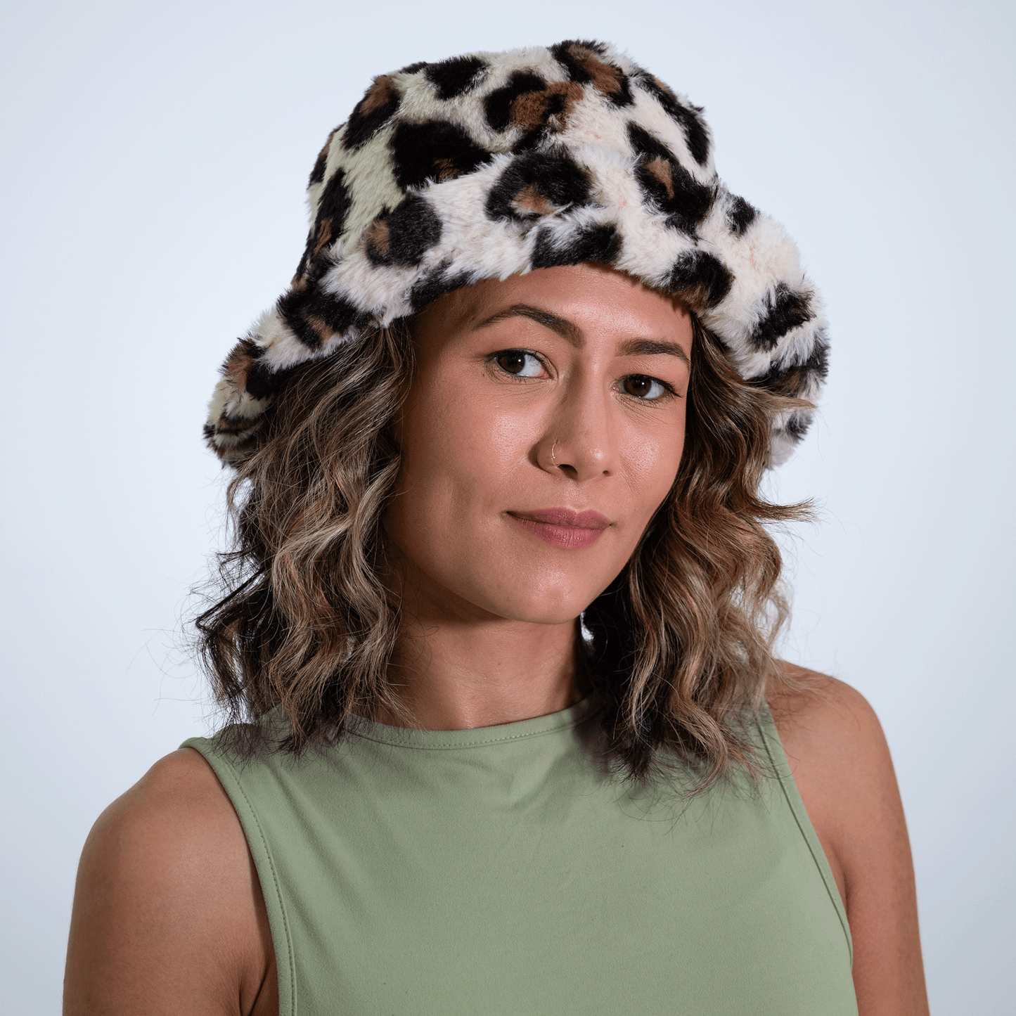 Fuzzy Leopard Bucket Hat