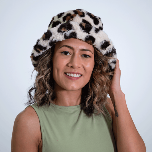 Fuzzy Leopard Bucket Hat