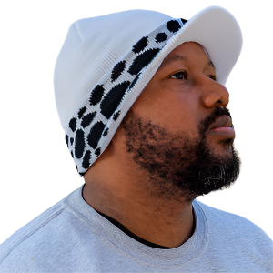 Cow Print Brimmed Cuffed Knit Beanie
