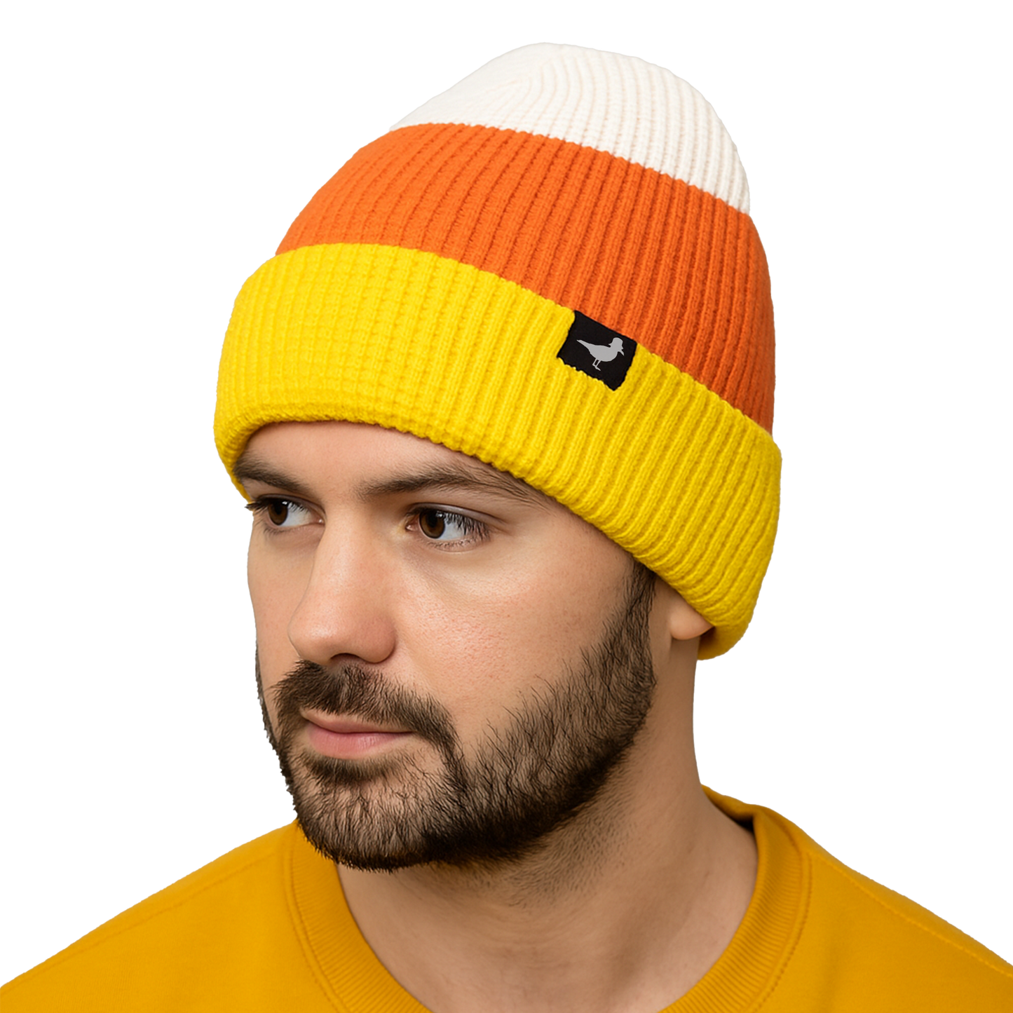 Candy Corn Cuffed Waffle Knit Beanie