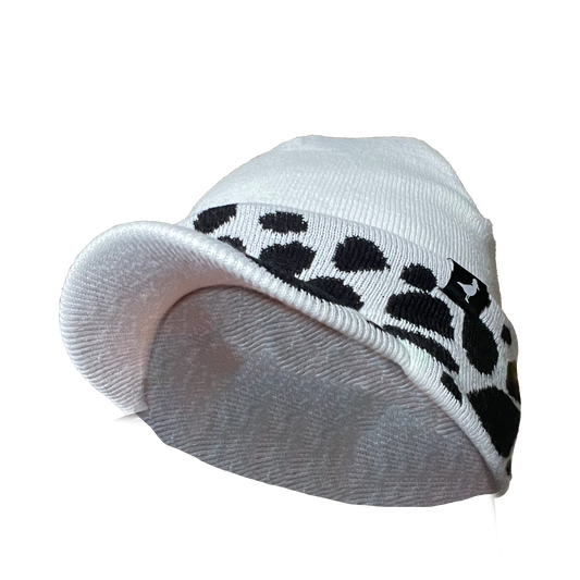 Cow Print Brimmed Cuffed Knit Beanie