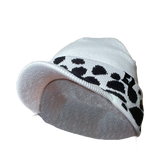 Cow Print Brimmed Cuffed Knit Beanie