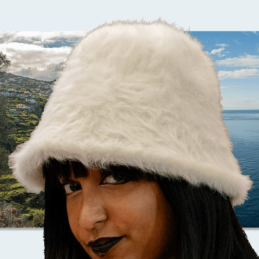 Robin White Fluffy Bucket Hat