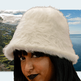 Robin White Fluffy Bucket Hat